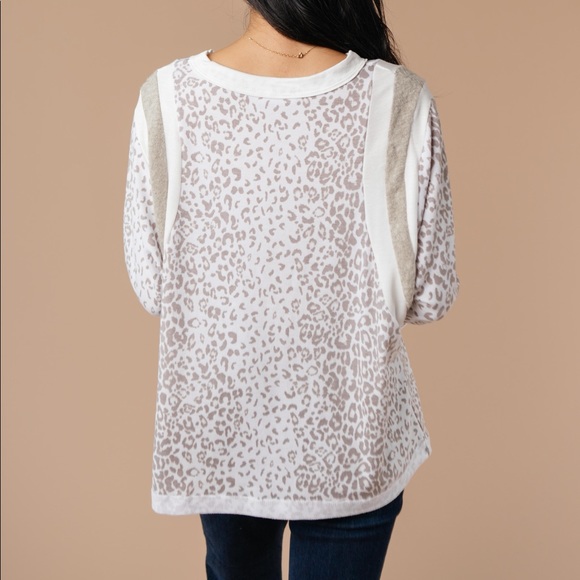 Racing Stripes Animal Print Top in Taupe - Picture 8 of 15